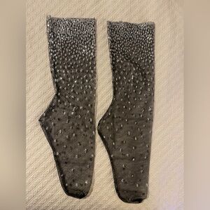 Lirika matoshi like new never used tulle glitter socks stockings black silver